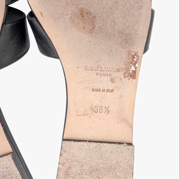 Saint Laurent Tribute Black Braided Leather Flat Slide Sandals Size 38.5 US 8.5 - Picture 13 of 15